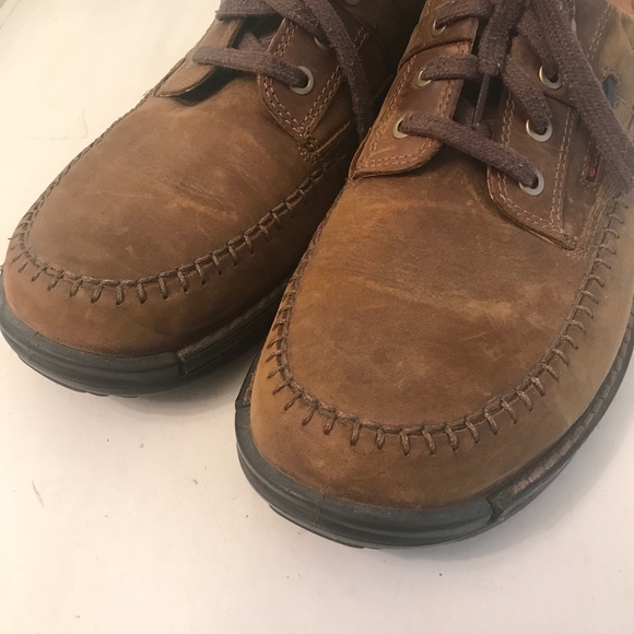ECCO brown distressed  leather shoes main image 13